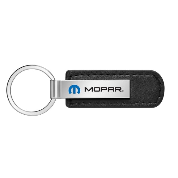 Mopar Black PU Leather Strap Silver Metal Bar LED Printed Logo Key Chain for Dodge Jeep RAM Chrysler