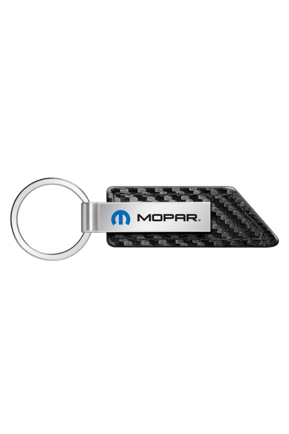 Mopar Carbon Fiber Texture Black Leather Strap Key Chain