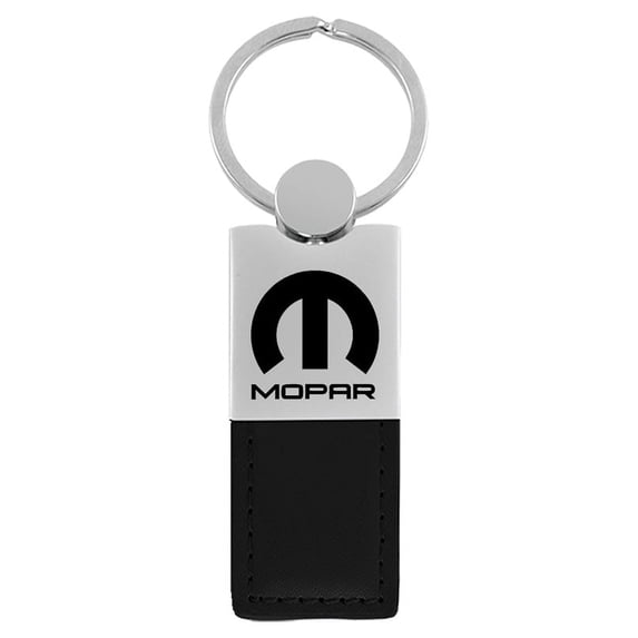 Mopar Duo Rectangular Leather Key Chain (Black)
