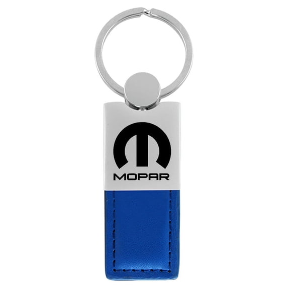 Mopar Duo Rectangular Leather Key Chain (Blue)