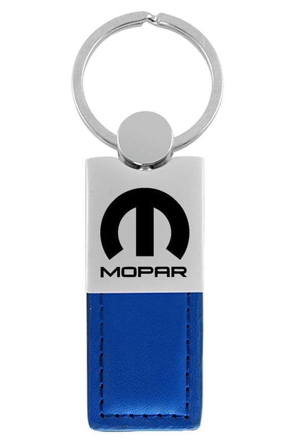 Mopar Duo Rectangular Leather Key Chain (Blue)