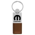 thumbnail image 1 of Mopar Duo Rectangular Leather Key Chain (Brown), 1 of 2