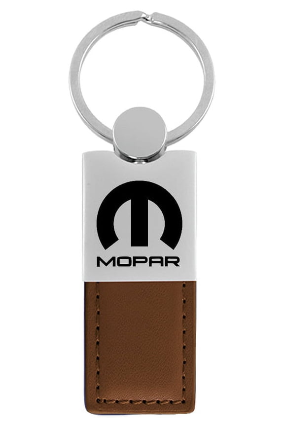 Mopar Duo Rectangular Leather Key Chain (Brown)