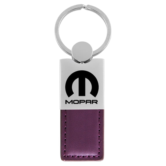 Mopar Duo Rectangular Leather Key Chain (Purple)