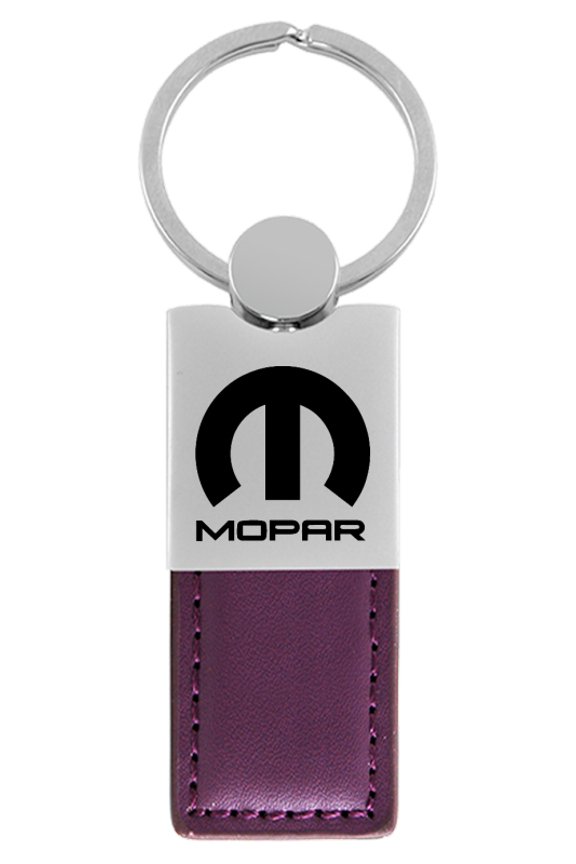 Mopar Duo Rectangular Leather Key Chain (Purple)