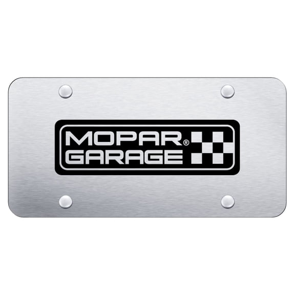 Mopar Garage Laser Etched Logo License Plate (Brushed Chrome)