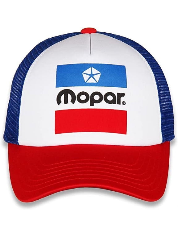 Mopar Logo Car Auto Racing Cap Mesh Trucker Hat Blue Red Officially Licensed