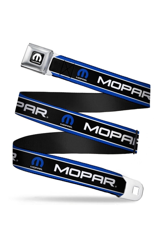 Logo Full Color Black White Mopar Text Logo Stripe Blue White Black Seatbelt Belt Standard