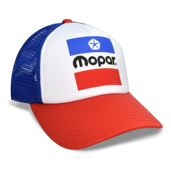 Mopar Logo White Front Red Visor Mesh Baseball Hat for Dodge Jeep RAM