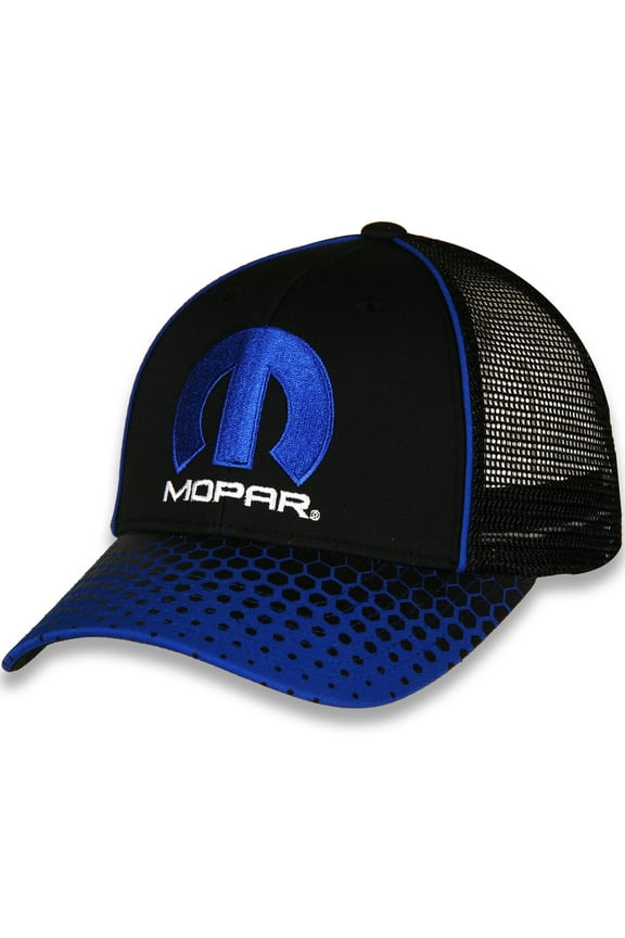 Men's Official Licensed Embroidered Logo Mesh Trucker Hat Cap - Black/Blue