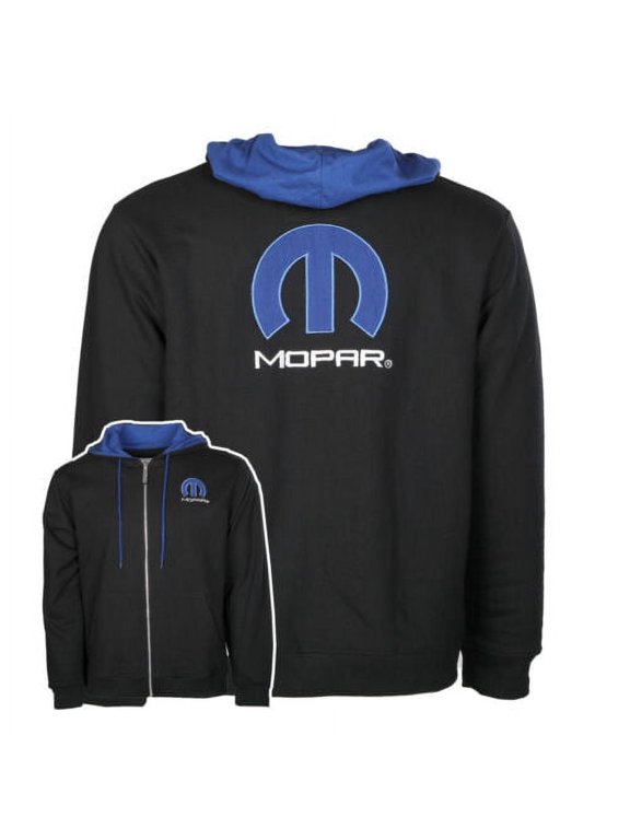 Mopar Omega Embroidered Logo Black / Blue Sweatshirt Hoodie Official Licensed (M)