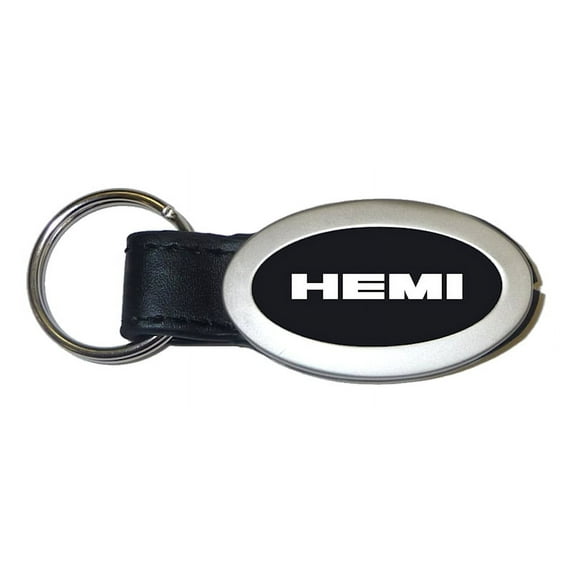 Mopar Oval Leather Key Chain (Black)