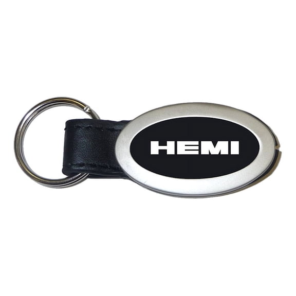 Mopar Oval Leather Key Chain (Black)