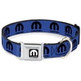 thumbnail image 1 of Mopar Pet Collar, Dog Collar Metal Seatbelt Buckle, Mopar Logo Repeat Blue Black, 16 to 23 Inches 1.5 Inch Wide, 1 of 8