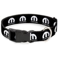 thumbnail image 1 of Mopar Pet Collar, Dog Collar Plastic Buckle, Mopar Logo Repeat Black White, 15 to 24 Inches 1.0 Inch Wide, 1 of 8