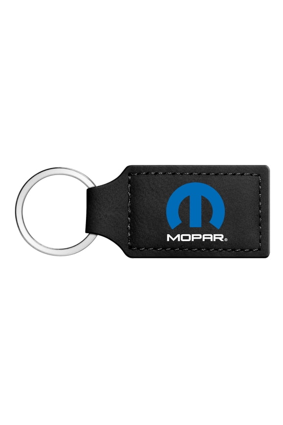 Mopar Rectangular Black Leather Key Chain