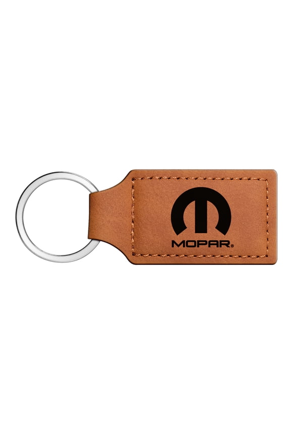 Mopar Rectangular Brown Leather Key Chain