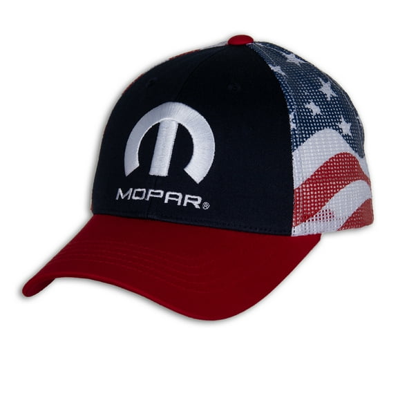 Mopar Red White Blue American Flag Mesh Hat - Adult Size