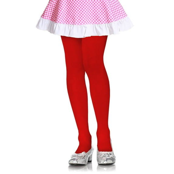 Mopas Girls Warm Classic Full Footed Stocking Pull-On Tights (1 Pair of Red, S (1-3T))