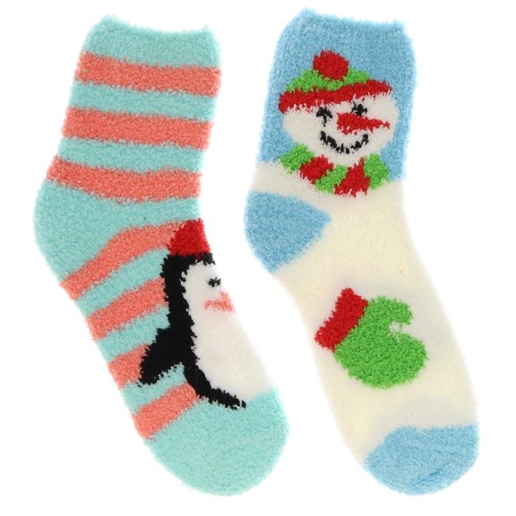 Mopas Women's Fuzzy Butter Christmas Socks (2pr) - Pastels