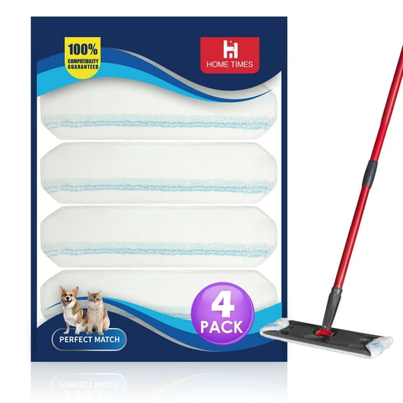 Flat Mop Head Replacement Pads Compatible with O-Cedar H2prO Flat Mop System, Microfiber Refills, Machine Washable, Wet Dry Floor Cleaning, 4 Pack