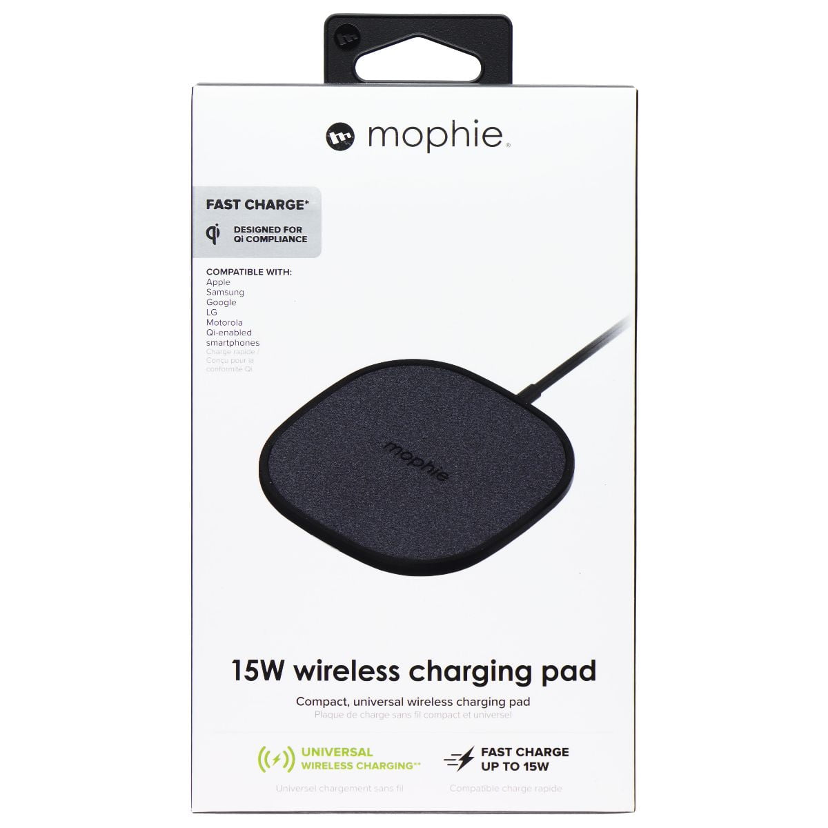 Mophie (15W) Wireless Charging Pad for Qi Charging Devices - Black (Gen 2)