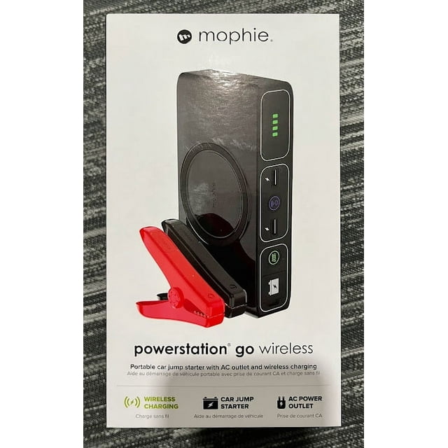 Mophie Powerstation Go Car Jump Starter with AC Outlet & Wireless Charging-Black