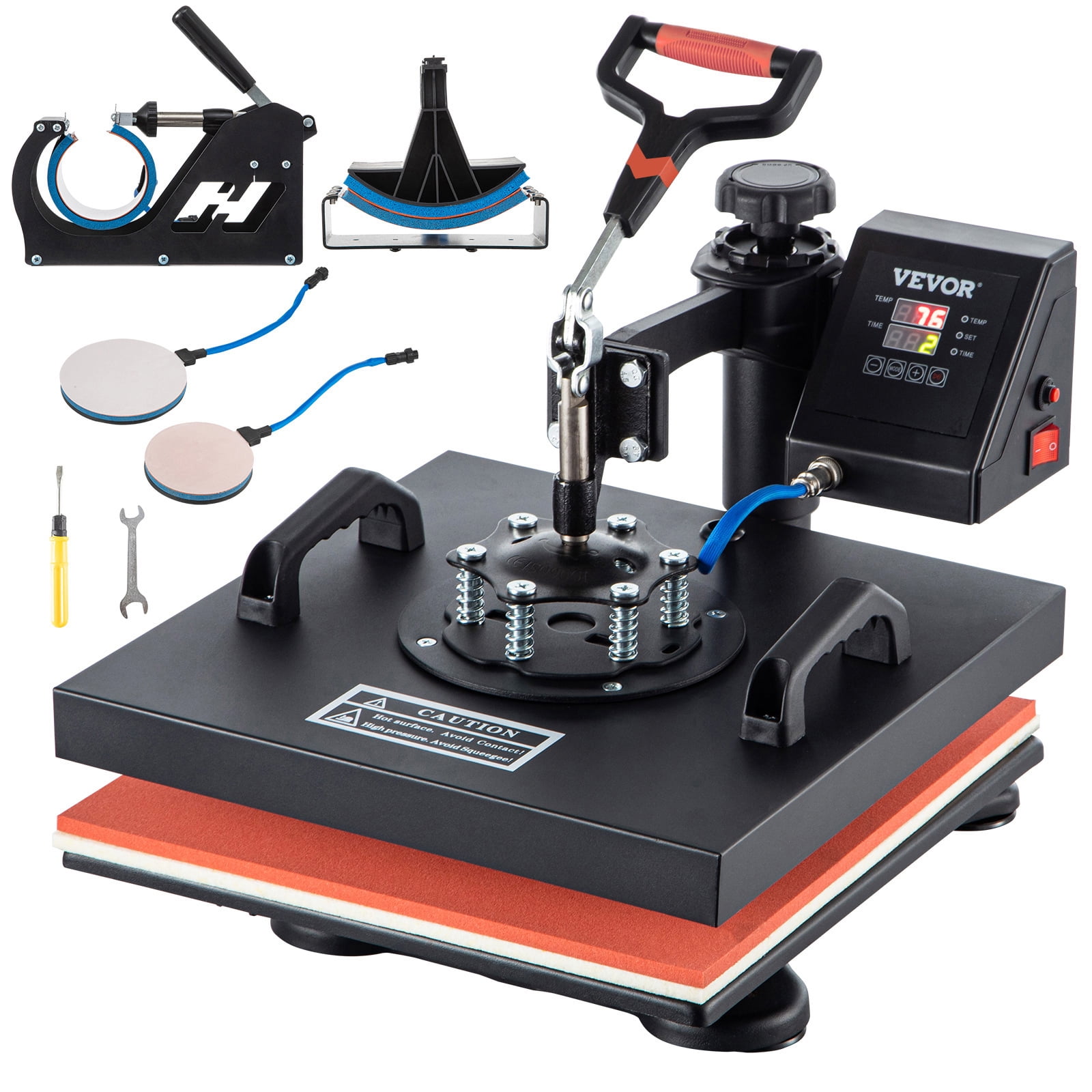Mophorn Heat Press Machine 15 x 15 inch, 5 in 1 Digital Multifunctional  Sublimation Heat Press with Teflon Coated ,360 Degree Rotation Heat Press  Machine for T Shirts Hat Mug Cap Plate - Walmart.com
