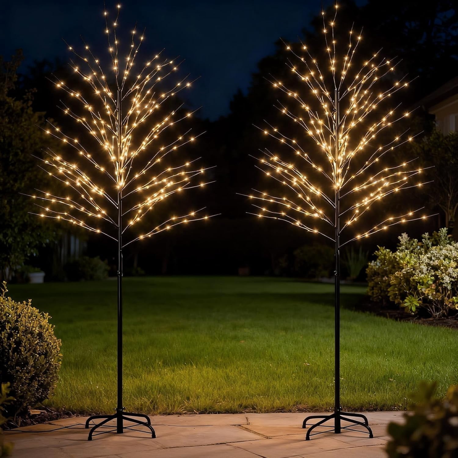 Mophoto christmas Lighted Tree Metal 7ft Warm White LED Lights ...