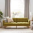 thumbnail image 1 of Mopio Aaron Futon Convertible Sofa Sleeper Futon with Arms Split Back Design 77.5" Mustard Olive Velvet Fabric, 1 of 8