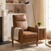 Mopio Arthur Recliner Chair with 3 Positions, 2-Tone PU Leather Accent Chair, Mid Century Modern Reading Chair, High Back Padded Support Comfy Sleeper Armchair, Nursery Chair for Living Room, Bedroom