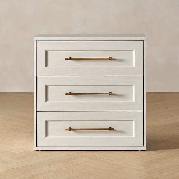 Mopio Blake 3 Drawer Dresser for Bedroom, Small Dresser & Chest of Drawers, Wood Dresser Organizer, Modern Farmhouse Dresser, Tall Night Stand, End Table, Enhanced Safety, Sturdy Compliant (White)