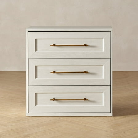 Mopio Blake 3 Drawer Dresser for Bedroom, Small Dresser & Chest of Drawers, Wood Dresser Organizer, Modern Farmhouse Dresser, Tall Night Stand, End Table, Enhanced Safety, Sturdy Compliant (White)