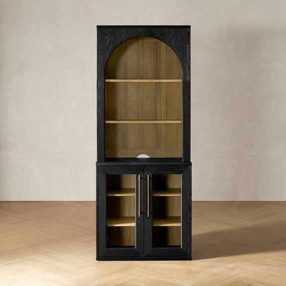 Mopio Blake Storage Cabinet with Hutch, Sideboard Buffet Cabinet with Storage, Kitchen Pantry Cabinet, Coffee Bar Station, Trophy Display Case, Display Cabinet for Living Room (Acrylic, Black)