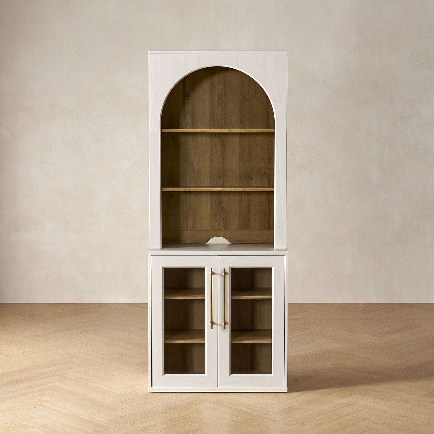 Mopio Blake Storage Cabinet with Hutch, Sideboard Buffet Cabinet with Storage, Kitchen Pantry Cabinet, Coffee Bar Station, Trophy Display Case, Display Cabinet for Living Room (Acrylic, White)