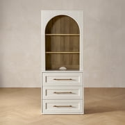 Mopio Blake Storage Cabinet with Hutch, Sideboard Buffet Cabinet with Storage, Kitchen Pantry Cabinet, Coffee Bar Station, Trophy Display Case, Display Cabinet for Living Room Dresser, White