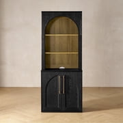 Mopio Blake Storage Cabinet with Hutch, Sideboard Buffet Cabinet with Storage, Kitchen Pantry Cabinet, Coffee Bar Station, Trophy Display Case, Display Cabinet for Living Room Arched, Black