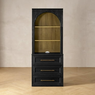 Mopio Blake Storage Cabinet with Hutch, Sideboard Buffet Cabinet with Storage, Kitchen Pantry Cabinet, Coffee Bar Station, Trophy Display Case, Display Cabinet for Living Room (Dresser, Black)