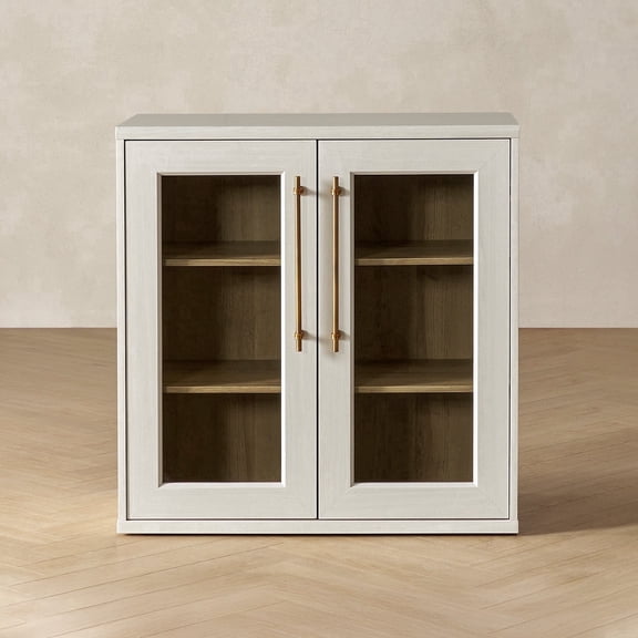 Mopio Blake Storage Cabinet, Sideboard Buffet Cabinet with Storage, Small Modular Accent Display Cabinet, Kitchen Coffee Bar Pantry Cabinet, Media Console Credenza for Living Room (Acrylic, White)