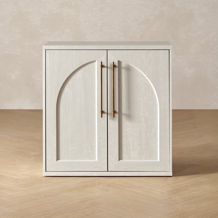 Mopio Blake Storage Cabinet, Sideboard Buffet Cabinet with Storage, Small Modular Accent Display Cabinet, Kitchen Coffee Bar Pantry Cabinet, Media Console Credenza for Living Room (Arched, White)