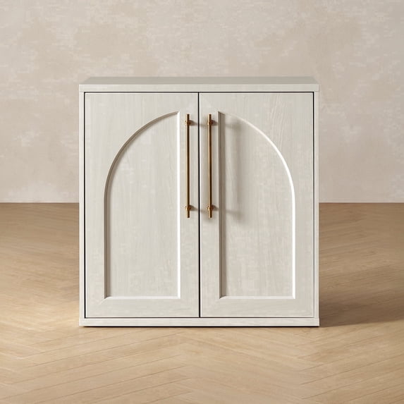 Mopio Blake Storage Cabinet, Sideboard Buffet Cabinet with Storage, Small Modular Accent Display Cabinet, Kitchen Coffee Bar Pantry Cabinet, Media Console Credenza for Living Room (Arched, White)