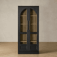 thumbnail image 1 of Mopio Blake Tall Display Cabinet, Kitchen Buffet Pantry Cabinet, Trophy Display Case, Storage Cabinet Scratch Resistant Acrylic, Modern Farmhouse Curio Cabinet with Doors & Shelves (Arched, Black), 1 of 10