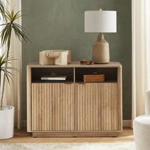 Mopio Brooklyn Mid-Century Modern Storage Cabinet, Corner TV Stand for TVs up to 50" (Oak)