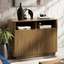 Mopio Brooklyn Mid-Century Modern Storage Cabinet, Corner TV Stand for TVs up to 50" (Walnut)