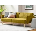 thumbnail image 1 of Mopio Chloe Futon Sofa Bed Convertible Sleeper Sofa with Tapered Legs Mustard Olive Velvet, 1 of 11