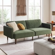 Mopio Convertible Futon Sofa Bed Chloe Premium Velvet Adjustable Folding Backrest, Olive Green