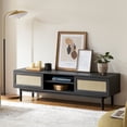 thumbnail image 1 of Mopio Haylee Modern Farmhouse Rattan 59" TV Stand Black up to 60 inch TV, 1 of 8