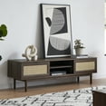 thumbnail image 1 of Mopio Haylee Modern Farmhouse Rattan 59" TV Stand Oak up to 60 inch TV Engineered Wood, 1 of 9