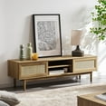 thumbnail image 1 of Mopio Haylee Modern Farmhouse Rattan 59" TV Stand Oak up to 60 inch TV, 1 of 9