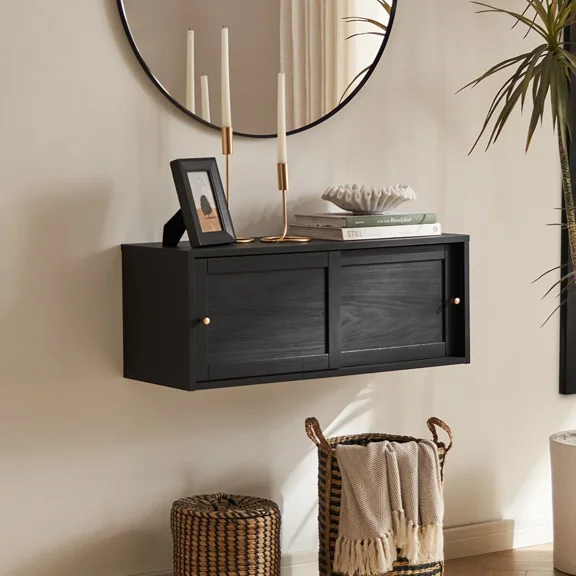 Mopio Lauren 31" Floating TV Stand, Wall-Mounted Media Console with Storage, Modern Farmhouse Entertainment Center